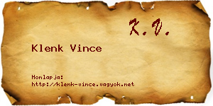 Klenk Vince névjegykártya